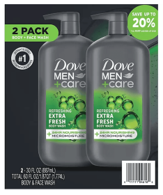 Dove Men+Care Body and Face Wash, Extra Fresh, 30 fl. oz., 2 pk.