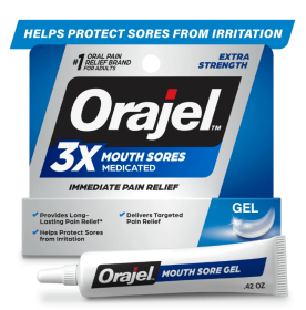 Orajel Extra Strength 3X Medicated Benzocaine Oral Pain Relief Gel, 0.42 oz