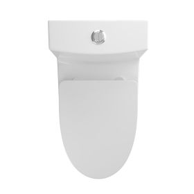 1.1/1.6 GPF Elongated Comfort Height Floor Mounted One-Piece Toilet, CUPC Certified, WaterSense Cetified, Ceramic, White Color, Soft Close Seat T039WT