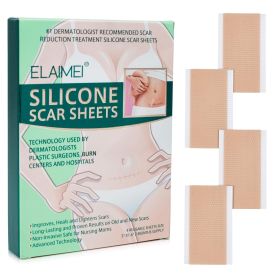 Reusable Silicone Scar Sheets for Surgical Scars, 1.6 x 3 Inches. Pack of 4 Nude Silicone Scar Strips, C-Section, Keloid