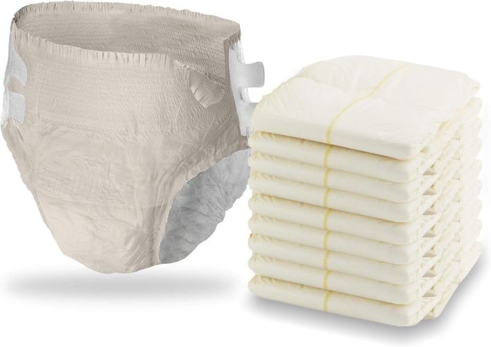 15 Pack Adult Briefs. Beige Adult Diaper Briefs. X-Large Size 59 – 64. Light Absorbency. Adult Incontinence Care for Men; Women. Unisex Sanitary Hygie