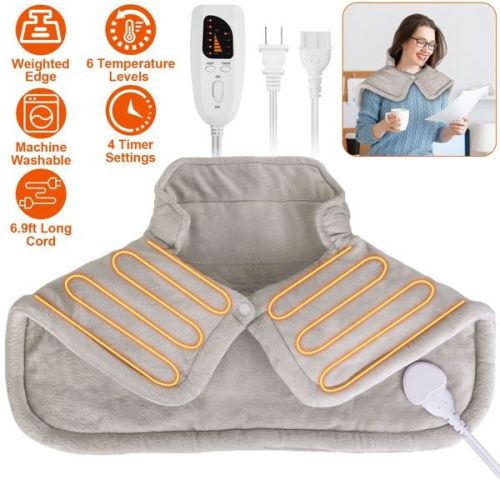 22.4x16.3in Large Weighted Heating Pad for Neck and Shoulders Electric Fast Heating Mat Neck Wrap Cushion Pain Relief with 6 Temperature Settings 4 Ti 22.4x16.3in Large Weighted Heating Pad for Neck and Shoulders Electric Fast Heating Mat Neck Wrap Cushion Pain Relief with 6 Temperature Settings 4 Ti