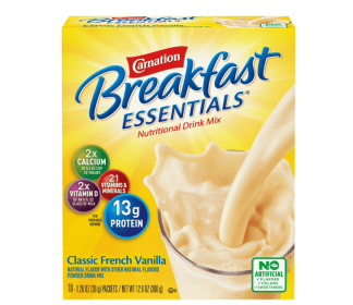 Carnation Breakfast Essentials Powder Nutritional Breakfast Drink Mix, Classic French Vanilla, 10 - 1.26 OZ Packets