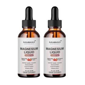 Magnesium Glycinate Liquid Drops - ROLI&ROLA With Cellulose Fiber, Vitamins B6, C, D, Zinc At Night, Digestive Health, Strawberry Flavour 30mlX2 (Option: Magnesium glycinate liquid dro)