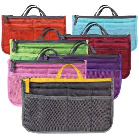 Women Lady Travel Insert Handbag Organiser Makeup Bags Toiletry Purse Liner w/Hand Strap (Option: Green)