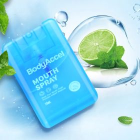 BodyAccel Mouth Spray,Oral Care Mist For Fresh-Breath,Non-Aerosol Sucrose-Free Bad Breath Refresher Spray,Portable,Spearmint Flavor,2 X10mL (Option: 1pis)