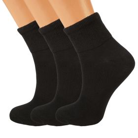 Diabetic Ankle Socks Cotton Non-binding Top 3 Pairs Diabetes Socks Shoe Size 5-7 (Color: Black)