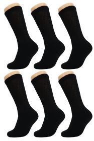 Diabetic Crew Socks Non-Binding Cotton Crew Diabetes Socks 6 Pairs (Sock Size: 13-15, Color: Black)