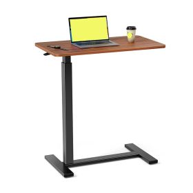 Adjustable Mobile Side Desk with Casters for Home (Type: Side Table, Color: Brown)